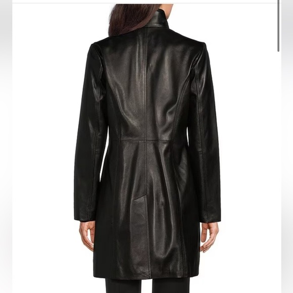 NWT Katherine Kelly Genuine Lamb Leather Zip front Jacket Size Large Black - Picture 3 of 7